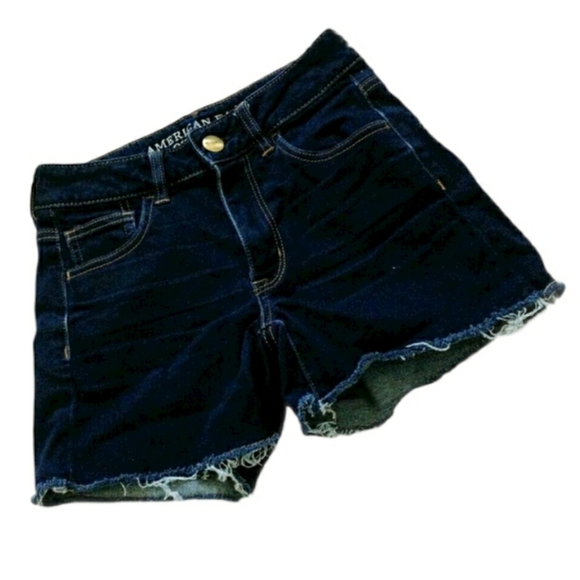 American Eagle High Rise Cut Off Jean Shortie Shorts Denim SZ 2 - Picture 1 of 4
